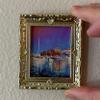 Air-Ads Supplies Miniature Harbor Scene Wall Art, Gold Ornate Frame, 3 x 2.5 inches, Maritime Decor view 1