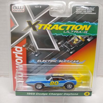 Auto World SC412-4A 1969 Charger Daytona #80 HO Scale Electric Slot Car -Blue