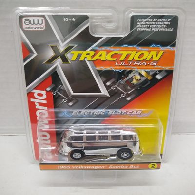 Auto World SC412-2B 1965 Samba Bus HO Scale Electric Slot Car - Chrome