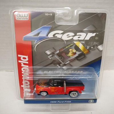 Auto World SC413-3A 1956 F100 Pickup HO Scale Electric Slot Car - Red and Black