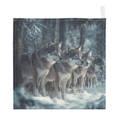 WELLDAY Wolf Baby Washcloths, 5 Pack of Cotton Newborn Washcloths, Extra Soft & Ultra Absorbent Muslin Washcloths Baby, Unisex 12 X 12 in
