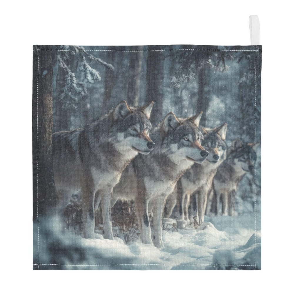 WELLDAY Wolf Baby Washcloths, 5 Pack of Cotton Newborn Washcloths, Extra Soft & Ultra Absorbent Muslin Washcloths Baby, Unisex 12 X 12 in
