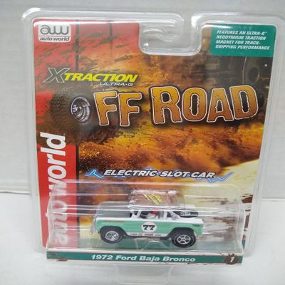 Auto World SC407-1B 1972 Baja Bronco #7 HO Scale Electric Slot Car - White, Silver, Teal