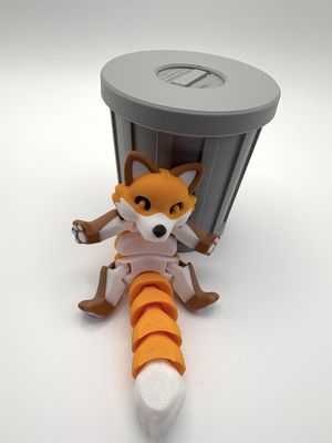 Articulated Fox Fidget Toy with Trash Can Collectible Trash Animals Series!