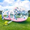 10FT-Single Layer Inflatable Bubble House Dome for Kids Clear PVC Balloon House with Tunnel 750W Air Blower and 600W Air Pump Perfect for Parties Yard Decoration and Outdoor Fun view 2