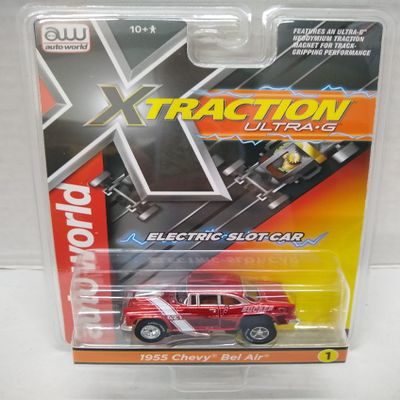 Auto World SC412-1B 1955 Bel Air Sucker HO Scale Electric Slot Car - Red Chrome