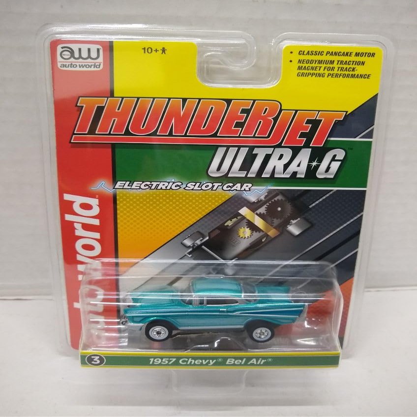 Auto World SC411-3B 1957 Bel Air HO Scale Electric Slot Car - Teal