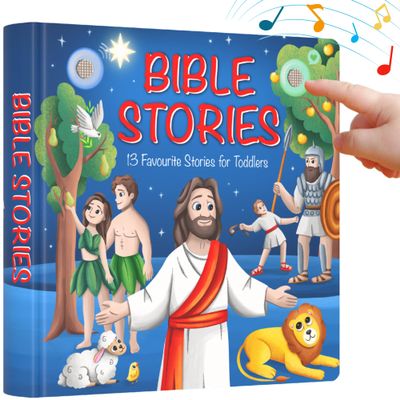 LEARNING BUGS Christian Bible Stories  13 Stories and Prayers for Little Ones, Musical Books for Toddlers, 28-Button Bible Story Book, Musical Toys for Toddlers 1-3