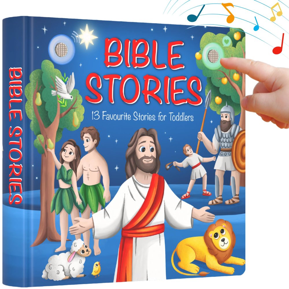 LEARNING BUGS Christian Bible Stories 13 Stories and Prayers for Little Ones, Musical Books for Toddlers, 28-Button Bible Story Book, Musical Toys for Toddlers 1-3