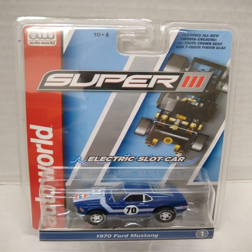 Auto World SC413-1A 1970#70 Gulf Muscle Car HO Scale Electric Slot Car - Blue