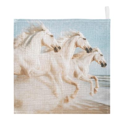 WELLDAY White Horses Baby Washcloths, 3 Pack of Cotton Newborn Washcloths, Extra Soft & Ultra Absorbent Muslin Washcloths Baby, Unisex 12 X 12 in