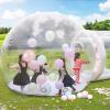 13FT-Single Layer Inflatable Bubble House Dome for Kids Clear PVC Balloon House with Tunnel 750W Air Blower and 600W Air Pump Perfect for Parties Yard Decoration and Outdoor Fun view 4