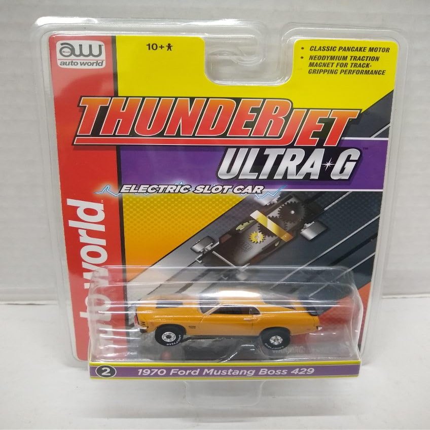 Auto World SC411-2A 1970 Mustang Boss 429 HO Scale Electric Slot Car - Orange