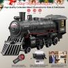 Electric Train Sets Remote Control for Kids Metal Alloy Christmas Train Toys Steam Locomotive Glowing Passenger Carriages Luxury Tracks Light & Sounds Rechargeable Birthday Gifts for Boys Girls Green view 2
