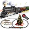 Electric Train Sets Remote Control for Kids Christmas Train Toys Steam Locomotive w/3 Smokes, Glowing Passenger Carriages, Luxury Tracks, Light & Sounds Rechargeable Birthday Gifts for Boys Girls view 1
