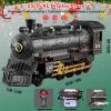 Electric Train Sets Remote Control for Kids Christmas Train Toys Steam Locomotive w/3 Smokes, Glowing Passenger Carriages, Luxury Tracks, Light & Sounds Rechargeable Birthday Gifts for Boys Girls view 2