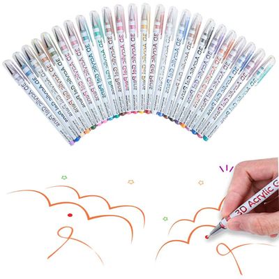 3d Acrylic Gel Pens, 2025 New 3d Acrylic Pen 1.0, Acrylics Paint Markers Glitter Gel Pens Stick For Coloring (24 Colors)