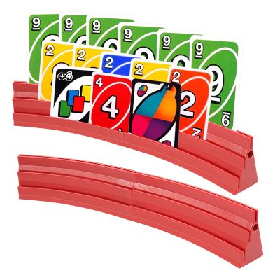 2 Pack Card Holders for Playing Cards, Three-Layer Curved Playing Card Holder Racks Tray Set, Large Capacity Plastic Playing Card Holders, Keep Focusing Playing Card Rack for Kids Adults Seniors