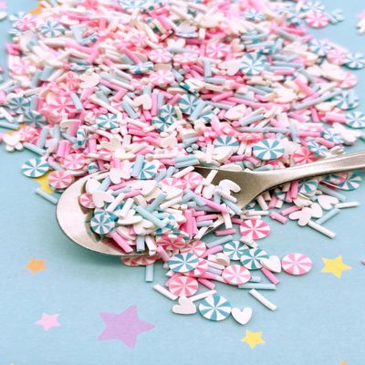 Pinwheel Mint Polymer Clay Slices, Miniature Fake Dessert Sprinkles for Crafts, Nail Art, Fake Bake, Slime, Decoden (30 gram bag)