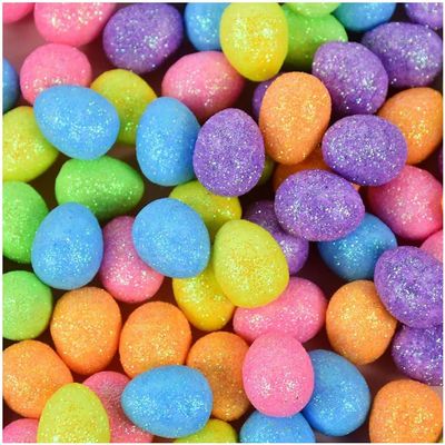 140-160pcs Easter Eggs Mini Foam Eggs Glitter Easter Eggs Colored Foam Eggs DIY Craft for Easter Hat Decoration, Egg Party Decoration