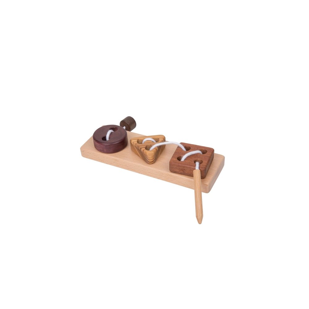 Adena Montessori Wooden Lacing Threading Toys,Geometric Lacing Toys for Toddlers,Educational Threading Shapes for Kids,Fine Motor Skills Gift for 1 2 3 4 Years Old Toddlers Baby Kids