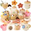 Beberolen Tea Party Set for Toddlers 3-5 Girls Boy Birthday Gift Pretend Play Food Wooden Picnic Outdoor Toys Kids Age 2 3 4 5 6 Educational Wood Toy view 1