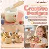 Beberolen Tea Party Set for Toddlers 3-5 Girls Boy Birthday Gift Pretend Play Food Wooden Picnic Outdoor Toys Kids Age 2 3 4 5 6 Educational Wood Toy view 4