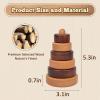 Adena Montessori Ring Wooden Stacking Toy,Montessori Geometric Stacker Wooden Educational Toy,Baby and Toddler Ages 12+ Months Shape Sorter and Stacking Toy, Stacking Tower Toy for Babies(Circle) view 2