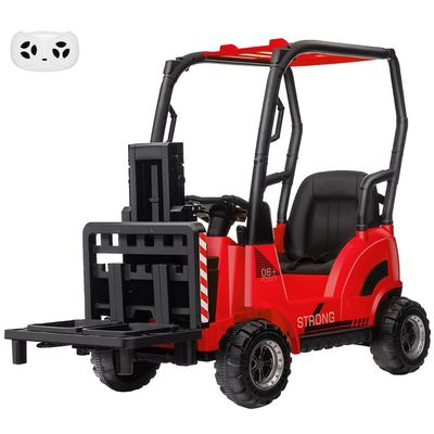 12V Ride-On Forklift for Kids, Electric Construction Car with Remote Control, Liftable Fork and Pallet, 2 Speeds, Music, USB, MP3, and Low-Power Alarm