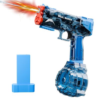 2025 Upgraded Electric Water Gun with Orange Tip and Type-C Charging,Transparent Automatic Squirt Guns High Powered IP67 Waterproof,Up to 26FT Longer Range Water Pistol,for Kids and Adults (Blue)