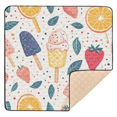 Kigai Fruit Ice Cream Baby Play Mat for Floor and Playpen 50x50 inch Non-Slip Baby Activity Playmat Waterproof Foldable Crawling Mat for Infants Toddlers