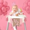 1/2 Birthday Girl Half Birthday Decorations High Chair Banner, 6 Month Girl Tassel Wood Bead Highchair Garland (Pink) view 3