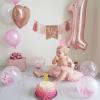 1/2 Birthday Girl Half Birthday Decorations High Chair Banner, 6 Month Girl Tassel Wood Bead Highchair Garland (Pink) view 4