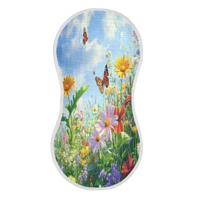 Kigai Wildflowers Butterfly Muslin Burp Cloths for Baby Soft and Absorbent 4 Layers Burping Cloth Baby Washcloths Burp Rags for Boys Girls Newborn Infants, 1 Pack