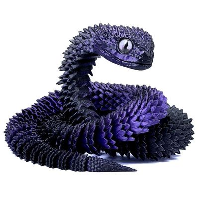 Binvin 3D Printed Animals-Snake Viper,3D Printed Snake Toys Articulated Snake 3D Printed Animals Animal Model Ornaments Creative Funny Toy Festival Gift for Frends (Black Purple, 20.2Inch)