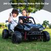 24V 2-Seater Police Car Kids Ride On Car Electric Off-Road UTV Side by Side with 200W*2 Powered Wheel Electric Vehicle with Remote Control, Bluetooth, LED Light Gift for Boys and Girls Black view 2