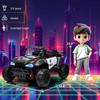 24V 2-Seater Police Car Kids Ride On Car Electric Off-Road UTV Side by Side with 200W*2 Powered Wheel Electric Vehicle with Remote Control, Bluetooth, LED Light Gift for Boys and Girls Black view 3