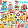 Aprilwolf 75 PCS 4 in 1 Dough Sets for Kids Ages 3-4-8, Art Crafts Dough Tools Kit, Ice Cream Playset Noodle Hamburger Maker Machine Dessert Rack, Kitchen Creations Food Play Toys Toddlers Boys Girls view 1