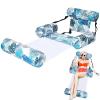 2 in 1 Inflatable Pool Floats Lounge with Leg Arm Rests Fabric Covered Floating Lounger Chairs Blow up Pools Noodles for Adult Heavy Duty Float Chair for Party Summer Water Beach Lake(Green Leaves) view 1