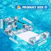 2 in 1 Inflatable Pool Floats Lounge with Leg Arm Rests Fabric Covered Floating Lounger Chairs Blow up Pools Noodles for Adult Heavy Duty Float Chair for Party Summer Water Beach Lake(Green Leaves) view 2