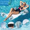 2 in 1 Inflatable Pool Floats Lounge with Leg Arm Rests Fabric Covered Floating Lounger Chairs Blow up Pools Noodles for Adult Heavy Duty Float Chair for Party Summer Water Beach Lake(Green Leaves) view 3