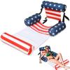 2 in 1 Inflatable Pool Floats Lounge with Leg Arm Rests Fabric Covered Floating Lounger Chairs Blow up Pools Noodles for Adult Heavy Duty Float Chair for Party Summer Water Beach Lake(American Flag) view 1