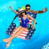 2 in 1 Inflatable Pool Floats Lounge with Leg Arm Rests Fabric Covered Floating Lounger Chairs Blow up Pools Noodles for Adult Heavy Duty Float Chair for Party Summer Water Beach Lake(American Flag) view 2