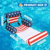 2 in 1 Inflatable Pool Floats Lounge with Leg Arm Rests Fabric Covered Floating Lounger Chairs Blow up Pools Noodles for Adult Heavy Duty Float Chair for Party Summer Water Beach Lake(American Flag) view 3