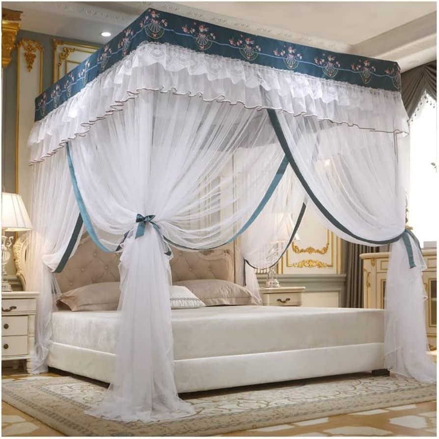 Bedspread Mosquito Net, Princess Room Quarterpost Double Bed Curtain with Stand (Colour: D, Size: 200X220 Cm/79X87 INES) (Color : E, Size : 150X200cm/59X79in)
