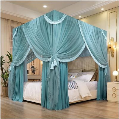 POLGDW 2-in-1 Bed Canopy Mosquito Net, Decorative Bedroom Curtain with Metal e (Colour: Pink-Brown, Size: 120x200 Cm/47x79 INES) (Color : Green, Size : 200X220cm/79X87in)