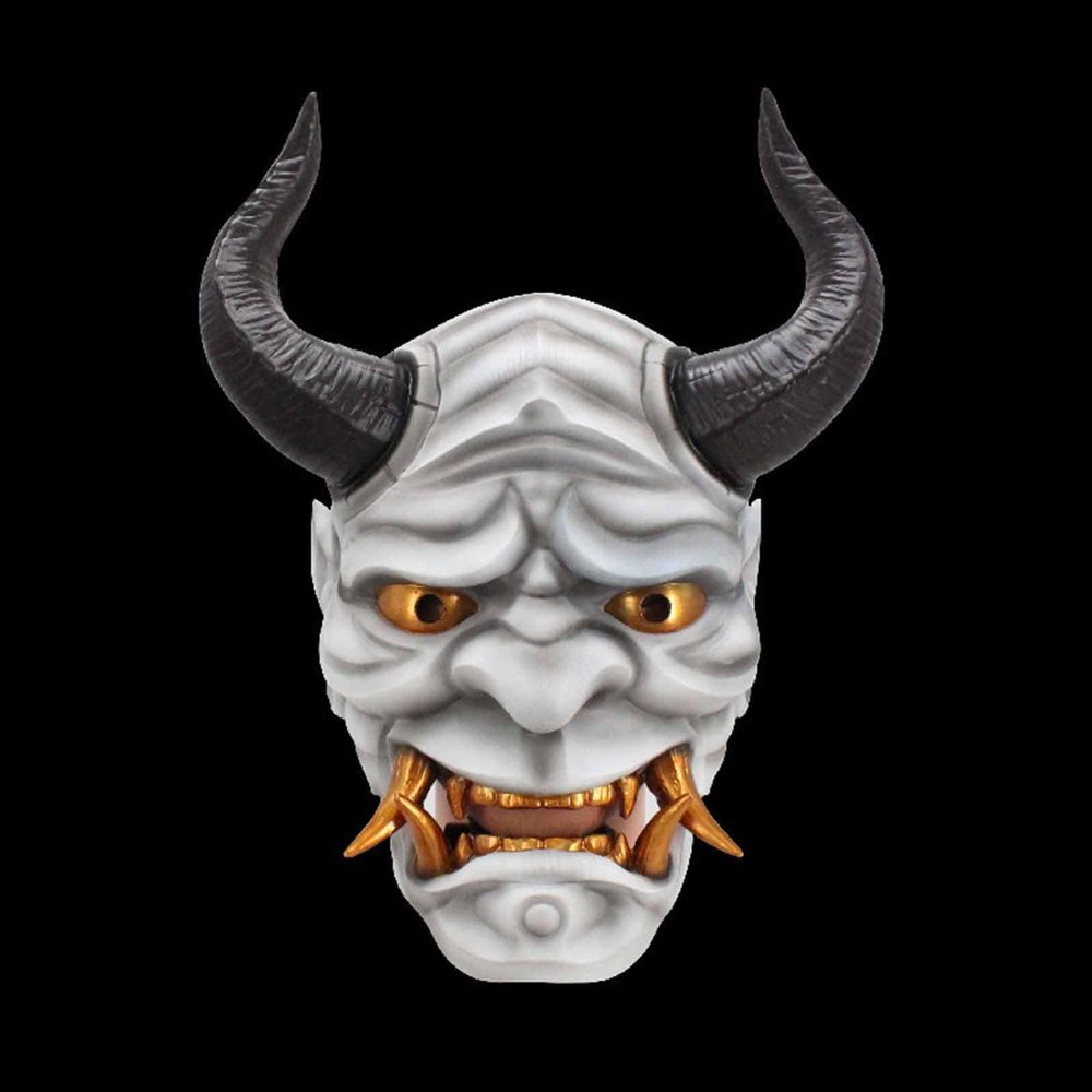 Amonkky Resin Anime Mask Terrifying Halloween Mask Role Playing Mask Halloween Make up Ball Costume Props. (White)