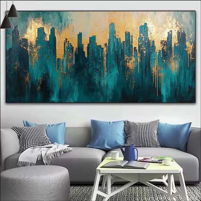 City Paint by Numbers for Adults,Abstract Paint by Number Acrylic with 3 Brushes,DIY Painting by Numbers for Beginner Kits,DIY Canvas Oil Painting Kit for Home Wall Decor Gift (NO Frame 20x60cm V-487
