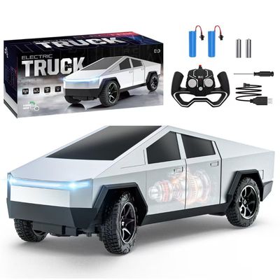 Vefercen RC Car ToysAll Terrain 2.4GHz RC Truck for Boys Aged 3-8, 8-12, Electric Vehicle Truck Toys for Kids, Birthday Gifts for Kids, Boys and Girls (Silver)