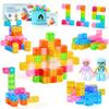 VigorFun Magnetic Blocks Set, Magnet Building Blocks with Toy Figurine and Storage Bag for Kids Gifts, STEM Educational Preschool Sensory Toys for Toddlers Boys Girls Ages 3-12(Transparent) view 1